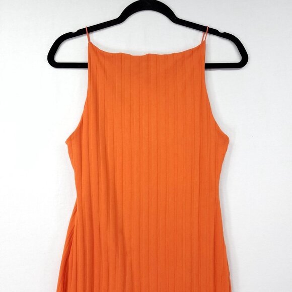 Zara Women Large Orange Strappy Ribbed Maxi Slip Dress - Picture 9 of 12